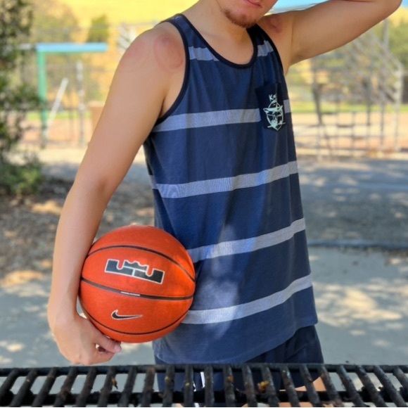 BODY GLOVE KEY WEST FLORIDA MEN TANK TOP SHIRT NAVY BLUE STRIPE SHARK SEE SURFER - Picture 5 of 16